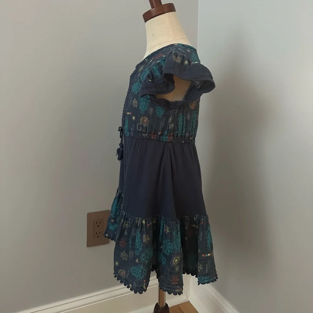 PEEK GIRLS GAUZE DRESS WITH LACE TRIM